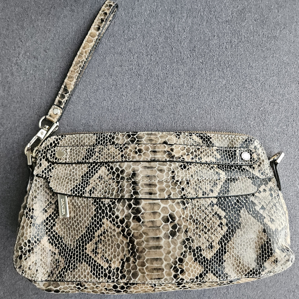 Danier Python-Print Clutch With Strap